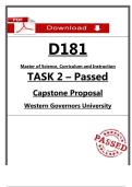 WGU D181 Task 2 Passed Guide &lpar;2026&rpar; &ndash; Capstone Proposal &ndash; MSCI &ndash; PDF