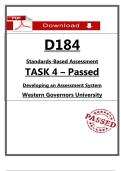 WGU D184 Task 4 Passed Guide &lpar;2026&rpar; &ndash; Standards-Based Assessment System &ndash; PDF