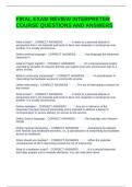 FINAL EXAM REVIEW INTERPRETER COURSE QUESTIONS AND ANSWERS