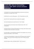 COUN 500&colon; Intro to Counseling &ndash; quizzes with 100&percnt; correct answers 2025&sol;2026