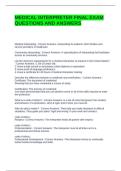 MEDICAL INTERPRETER FINAL EXAM QUESTIONS AND ANSWERS