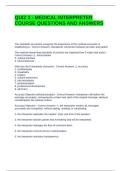 QUIZ 3 - MEDICAL INTERPRETER COURSE QUESTIONS AND ANSWERS