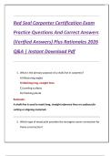 Red Seal Carpenter Certification Exam  Practice Questions And Correct Answers  &lpar;Verified Answers&rpar; Plus Rationales 2026  Q&A &vert; Instant Download Pdf