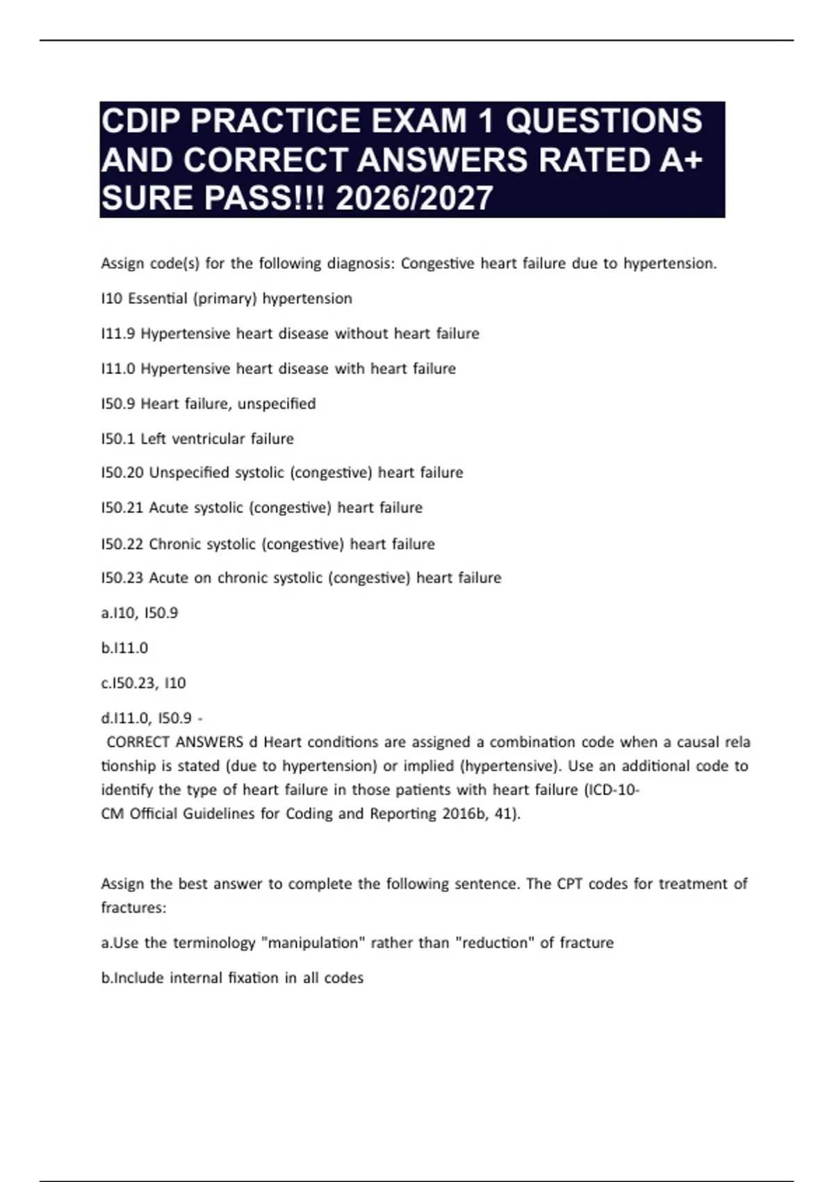 CDIP PRACTICE EXAM 1 QUESTIONS AND CORRECT ANSWERS RATED A+ SURE PASS ...