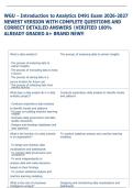 WGU - Introduction to Analytics D491 Exam 2026-2027  NEWEST VERSION WITH COMPLETE QUESTIONS AND  CORRECT DETAILED ANSWERS VERIFIED 100&percnt;  ALREADY GRADED A&plus; BRAND NEW&excl;&excl; 