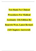 Test Bank for Clinical Procedures for Medical Assistants 11th Edition by Kathy Bonewit-West&vert;978-0323758581&vert; All Chapters 1-23&vert; LATEST &vert;2025