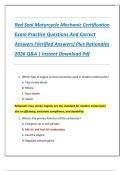 Red Seal Motorcycle Mechanic Certification  Exam Practice Questions And Correct  Answers &lpar;Verified Answers&rpar; Plus Rationales  2026 Q&A &vert; Instant Download Pdf 