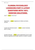 FLORIDA PSYCHOLOGY  LICENSURE-PART E LATEST  QUESTIONS WITH 100&percnt;  VERIFIED SOLUTIONS&period; 