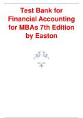 Test Bank for Financial Accounting for MBAs 7th Edition By Easton&comma; Wild&comma; Halsey and McAnally &lpar;All Chapters&comma; 100&percnt; Original Verified&comma; A&plus; Grade&rpar;