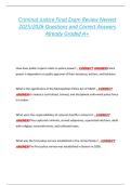 Criminal Justice Final Exam Review Newest  2025&sol;2026 Questions and Correct Answers  Already Graded A&plus; 