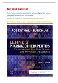 full test bank for lehne's pharmacotherapeutics for advanced practice nurses and physician assistants 3rd edition by laura d&period; rosenthal &comma;jacqueline rosenjack burchum all complete units   i  &colon; xxi &vert; all chapters 1&colon;92 &vert; verified answers