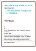 Structure & Function of the Body Test Bank &lpar;16th Ed&rpar; &vert; Patton & Thibodeau &vert; Anatomy