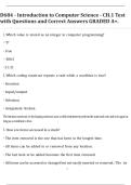 D684 - Introduction to Computer Science - CH&period;1 Test with Questions and Correct Answers GRADED A&plus;&period;