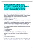TEXAS GENERAL LINES - LIFE&comma; ACCIDENT AND HEALTH INSURANCE PRACTICE EXAM QUESTIONS & DETAILED CORRECT ANSWERS