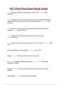 ACT Prep Final Exam Study Guide Questions and correct Answers &lpar;100&percnt; VERIFIED&rpar;&vert; 2025&sol;2026