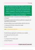RCFE ADMINISTRATOR TEST 2023-2024  &lpar;CALIFORNIA RCFE ADMINSTRATOR  TEST&rpar; ACTUAL EXAM 80 QUESTIONS  AND CORRECT DETAILED ANSWERS  Questions and Correct Answers&sol; Latest  Update &sol; Already Graded