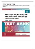 Test Bank for Success in Practical&sol;Vocational Nursing&colon; From Student to Leader 10th Edition by Carroll & Collier &mdash; Complete Guide Verified 100&percnt;