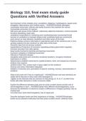 Biology 110&comma; final exam study guide Questions with Verified Answers