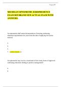 MICHIGAN OPTOMETRY JURISPRUDENCE EXAM ACTUAL EXAM WITH QUESTIONS AND ANSWERS&period;