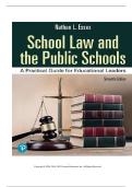 TEST BANK FOR School Law and the Public Schools&colon; A Practical Guide for Educational Leaders&comma; 7th edition by Nathan Essex ISBN&colon;978-0135376591 COMPLETE GUIDE ALL CHAPTERS COVERED 100&percnt; VERIFIED A&plus; GRADE ASSURED&excl;&excl;&excl;&excl;NEW LATEST UPDATE&excl;&excl;&excl;&excl;