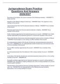 Jurisprudence Exam Practice  Questions And Answers  2026&sol;2027