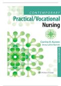 TEST BANK FOR Contemporary Practical&sol;Vocational Nursing 9th Edition by Corinne Kurzen&comma; Anna LaVon Barrett ISBN&colon; 978-1975136215 COMPLETE GUIDE ALL CHAPTERS COVERED WITH RATIONALES 100&percnt; VERIFIED A&plus; GRADE ASSURED&excl;&excl;&excl;&excl;&excl;NEW LATEST UPDATE&excl;&excl;&excl;&excl;&excl;