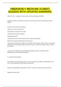 EMERGENCY MEDICINE &lpar;COMAT&rpar; QUIZZES WITH UPDATED ANSWERS&period;