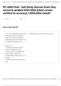 PN 4006 Final - Self-Study Quizzes Exam fully solved & updated 2025-2026 &lpar;latest version verified for accuracy&rpar; &lowbar; 2025&lowbar;2026 Latest&excl;&excl; 