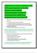 California ESL Teacher Credential Exam With Actual Questions & Verified Answers&comma; Plus Explained Rationales&sol;Expert Verified For Guaranteed Pass 2026&sol;Latest Updated&sol;Instant Download Pdf