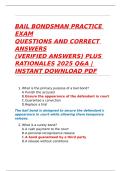 BAIL BONDSMAN PRACTICE EXAM QUESTIONS AND CORRECT ANSWERS &lpar;VERIFIED ANSWERS&rpar; PLUS RATIONALES 2025 QA