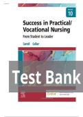 TEST BANK FOR Success in Practical&sol;Vocational Nursing&colon; From Student to Leader 10th Edition by Lisa Carroll&comma; Janyce L&period; Collier ISBN&colon; 978-0323810173 COMPLETE GUIDE ALL CHAPTERS COVERED 100&percnt; VERIFIED A&plus; GRADE ASSURED&excl;&excl;&excl;&excl;&excl;NEW LATEST UPDATE&excl;&excl;&excl;&excl;&excl;