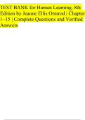 TEST BANK for Human Learning&comma; 8th Edition by Jeanne Ellis Ormrod &vert; Chapters 1&ndash;15 &vert; Complete Questions and Verified Answers