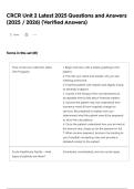 CRCR Unit 2 Latest 2025 Questions and Answers &lpar;2025 &sol; 2026&rpar; &lpar;Verified Answers&rpar;