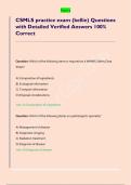 CSMLS practice exam &lpar;kellie&rpar; Questions  with Detailed Verified Answers 100&percnt;  Correct 
