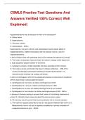 CSMLS Practice Test Questions And  Answers Verified 100&percnt; Correct&vert; Well  Explained&vert;