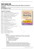 Test Bank for Psychiatric&ndash;Mental Health Nursing 9th Edition by Sheila L&period; Videbeck All Chapters &lpar;1-24&rpar; Latest Updated Version 