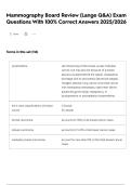 Mammography Board Review &lpar;Lange Q&A&rpar; Exam Questions With 100&percnt; Correct Answers 2025&sol;2026