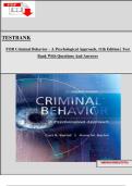 Test Bank for Criminal Behavior&colon; A Psychological Approach Updated Edition &vert; Complete Multiple Choice&comma; True&sol;False & Case Study Questions &lpar;2025&ndash;2026&rpar;&excl;&excl;&excl;&excl;&excl;
