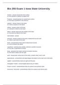 Bio 255 Exam 1 Iowa State University  Questions and Answers 100&percnt; Solved