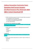 Indiana Excavation Contractor Exam  Questions And Correct Answers  &lpar;Verified Answers&rpar; Plus Rationale 2026  Q&A&vert; Instant Download Pdf  
