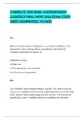 COMPLETE TEST BANK CONTEMPORARY LOGISTICS FINAL PAPER 2026 EXAM STUDY SHEET GUARANTEED TO PASS