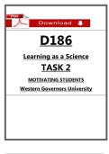 WGU D186 Task 2 Passed Guide &lpar;2026&rpar; &ndash; Learning as a Science &vert; Motivating Students