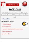 WGU C854 Capstone  Nursing Informatics  Title of System Optimization Proposal&comma; 100&percnt; Guaranteed Pass &vert; Complete A&plus; Guide