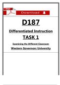 WGU D187 Task 1 Passed Guide &lpar;2026&rpar; &ndash; Differentiated Instruction &vert; Examining Classroom