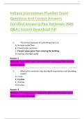 Indiana Journeyman Plumber Exam   Questions And Correct Answers   &lpar;Verified Answers&rpar; Plus Rationale 2026   Q&A&vert; Instant Download Pdf   