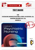 TEST BANK  FOR PSYCHIATRIC NURSING BY KELTNER & STEELE&comma; 9TH EDITION &vert; ALL CHAPTERS INCLUDED &lpar;CH&period; 1-36&rpar;   GRADED A&plus;