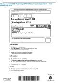 Edexcel A Level In GCE Psychology &lpar;9PS0&sol;3&rpar;Paper 3&colon;psychological skills &plus; mark scheme june 2025