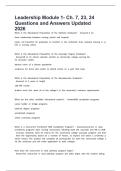 Leadership Module 1- Ch&period; 7&comma; 23&comma; 24  Questions and Answers Updated 2026