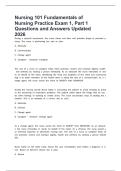Nursing 101 Fundamentals of Nursing Practice Exam 1&comma; Part 1 Questions and Answers Updated 2026