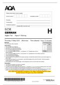 June 2025 AQA GCSE German &lpar;8668&rpar; Higher Tier &vert; Combined Question Papers & Mark Schemes